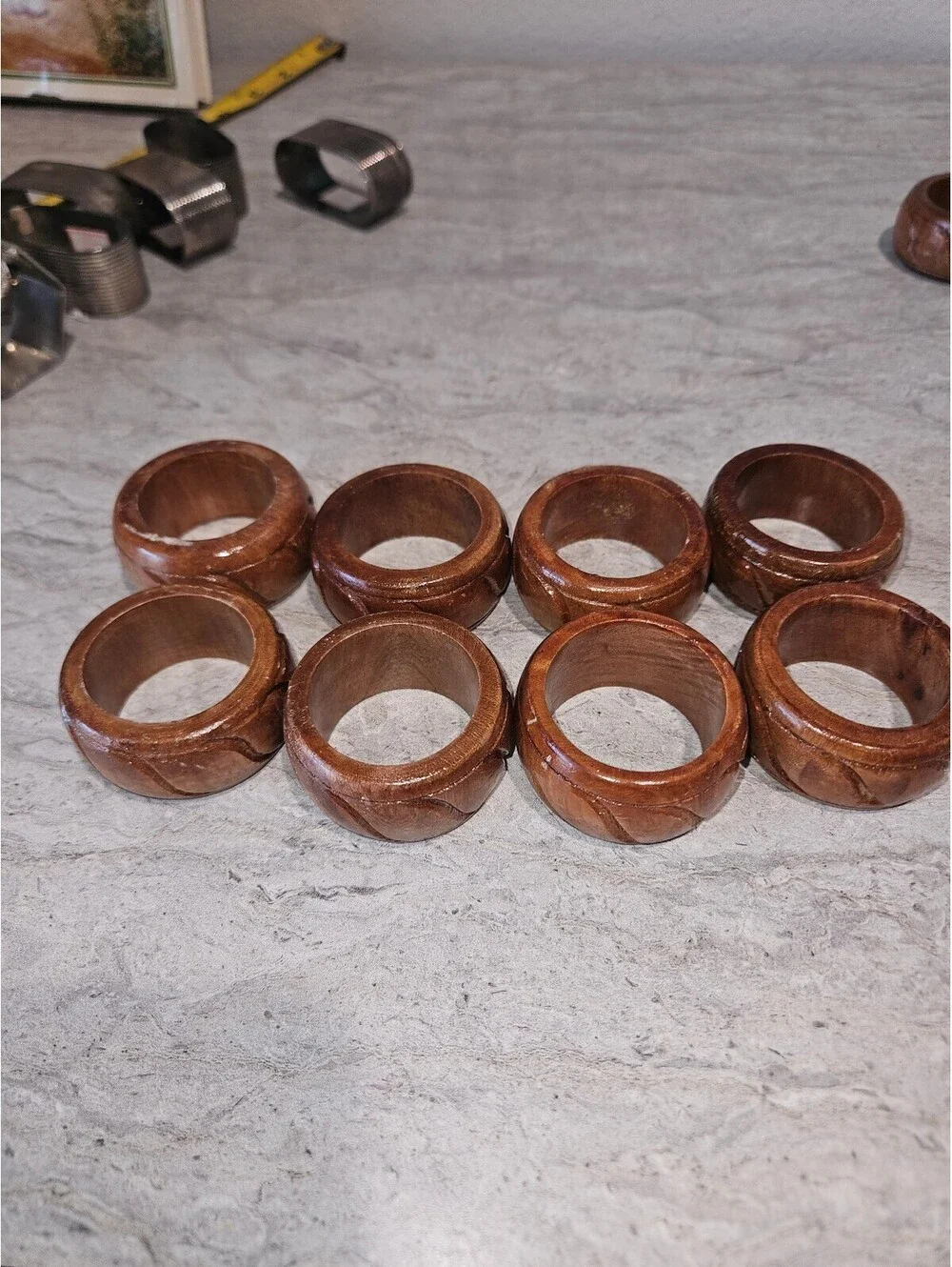 Vintage set of 6 wooden napkin rings